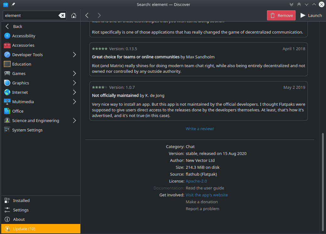 Element | Matrix Chat Client on openSUSE – CubicleNate.com